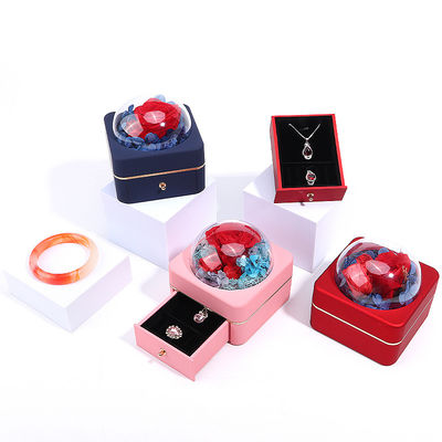 Tamaño personalizado Caja de joyería de flores redondas de lujo