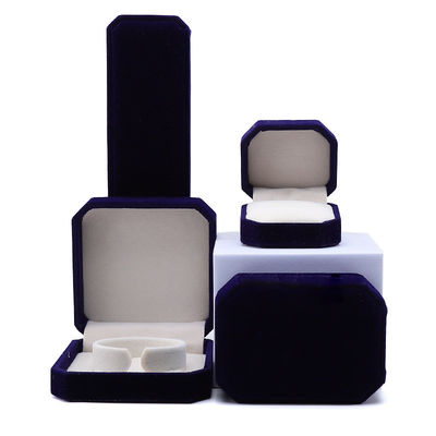 comprar Más reciente estilo personalizado azul flanelleta caja de joyas octogonal para collar brazalete anillo online manufacture