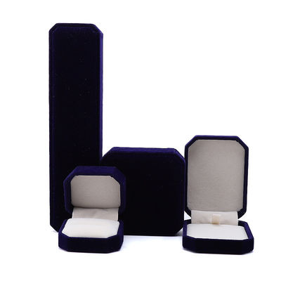 Más reciente estilo personalizado azul flanelleta caja de joyas octogonal para collar brazalete anillo