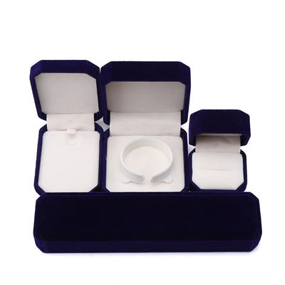 Más reciente estilo personalizado azul flanelleta caja de joyas octogonal para collar brazalete anillo