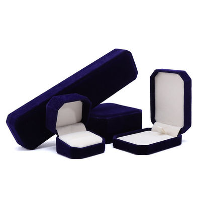 Más reciente estilo personalizado azul flanelleta caja de joyas octogonal para collar brazalete anillo