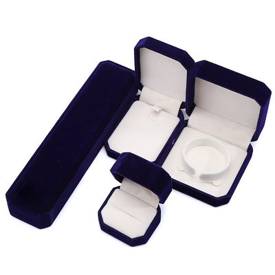 Más reciente estilo personalizado azul flanelleta caja de joyas octogonal para collar brazalete anillo