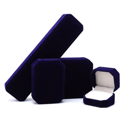 Más reciente estilo personalizado azul flanelleta caja de joyas octogonal para collar brazalete anillo