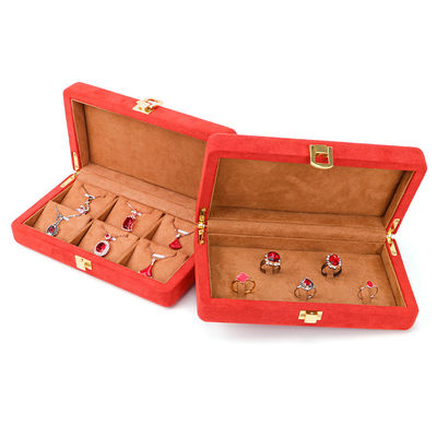 Caja de joyería de cuero de microfibra naranja personalizada para brazalete y anillo 19.5*11*5cm