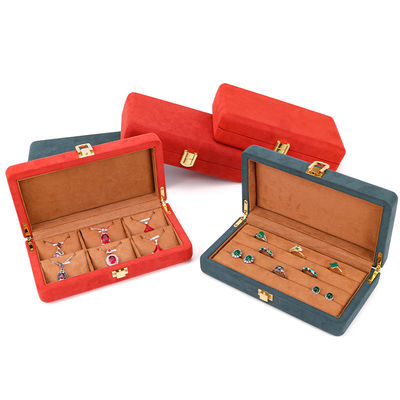 Caja de joyería de cuero de microfibra naranja personalizada para brazalete y anillo 19.5*11*5cm