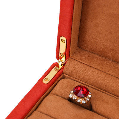 Caja de joyería de cuero de microfibra naranja personalizada para brazalete y anillo 19.5*11*5cm