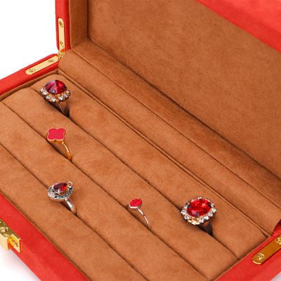 Caja de joyería de cuero de microfibra naranja personalizada para brazalete y anillo 19.5*11*5cm