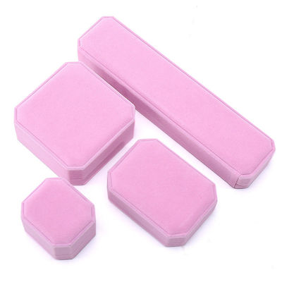 Caja de joyas de terciopelo de forma octogonal para collar de marca personalizada Brazalete y anillo