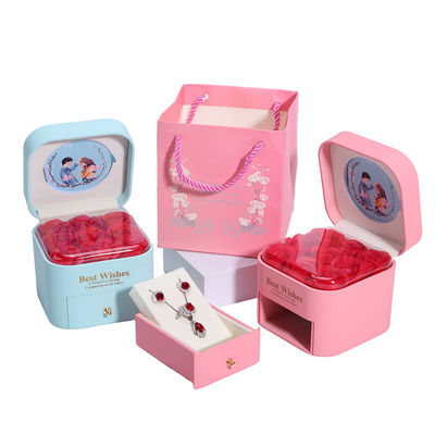 Tamaño personalizado Rosa Inmortal cajón de joyería de flores caja para pendiente de pendientes Stud