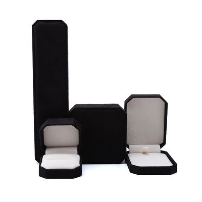 Personalización Rectángulo Negro Flannelette Caja de joyas para collares Brazaletes y anillos