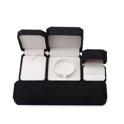 Personalización Rectángulo Negro Flannelette Caja de joyas para collares Brazaletes y anillos