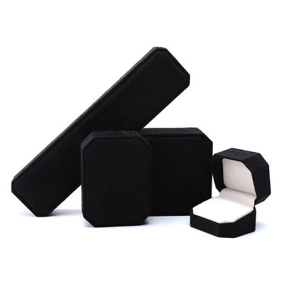 Personalización Rectángulo Negro Flannelette Caja de joyas para collares Brazaletes y anillos