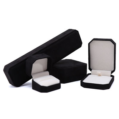 Personalización Rectángulo Negro Flannelette Caja de joyas para collares Brazaletes y anillos