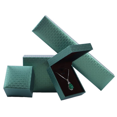 Caja de visualización de joyas de papel verde, brazalete colgante collar anillo de joyería embalaje
