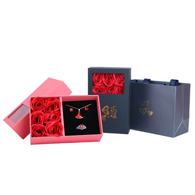 Hanhong cartón Rosa jabón flor caja de joyas embalaje de regalo con bolsa Tote