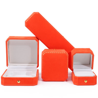 comprar La más nueva caja de joyas de terciopelo naranja para logotipo personalizado colgante aretes pulsera collar anillo online manufacture