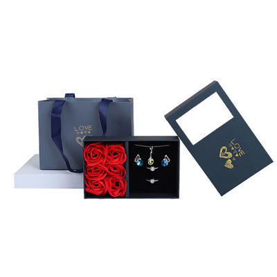 Hanhong cartón Rosa jabón flor caja de joyas embalaje de regalo con bolsa Tote