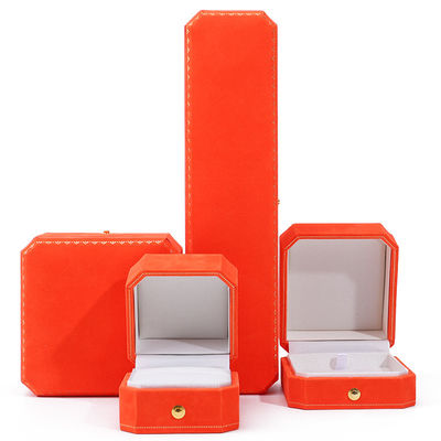 La más nueva caja de joyas de terciopelo naranja para logotipo personalizado colgante aretes pulsera collar anillo