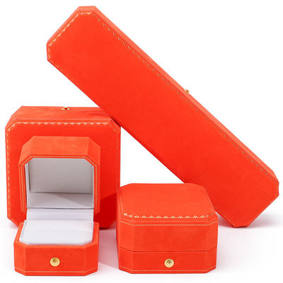 La más nueva caja de joyas de terciopelo naranja para logotipo personalizado colgante aretes pulsera collar anillo