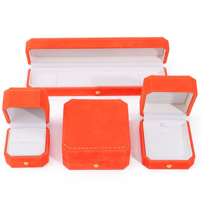 La más nueva caja de joyas de terciopelo naranja para logotipo personalizado colgante aretes pulsera collar anillo
