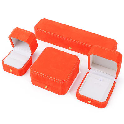 La más nueva caja de joyas de terciopelo naranja para logotipo personalizado colgante aretes pulsera collar anillo