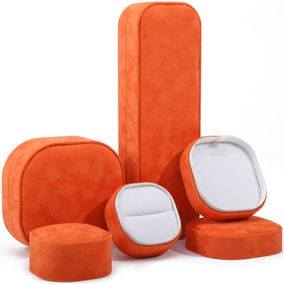 Caja de joyería de lujo con tapa y base caja de joyería de color naranja de calidad con logotipo