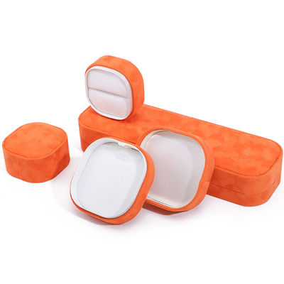 Caja de joyas de terciopelo naranja para brazalete collar brazalete anillo de Hanhong Logotipo personalizado