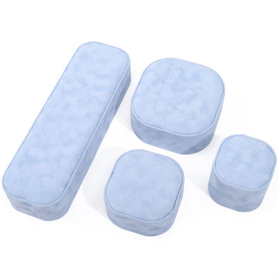 Caja de joyería de lujo con tapa y base, caja de joyería de terciopelo azul de alta calidad con logotipo