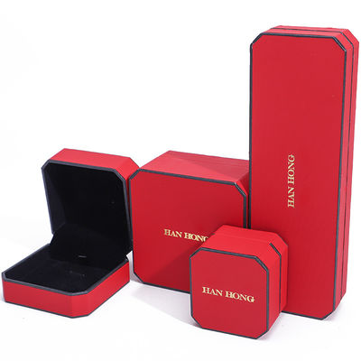 comprar Rectángulo de material de terciopelo rojo caja de joyas para lujo pulseras pendientes collar anillo online manufacture