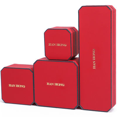 Rectángulo de material de terciopelo rojo caja de joyas para lujo pulseras pendientes collar anillo