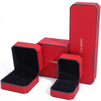 Rectángulo de material de terciopelo rojo caja de joyas para lujo pulseras pendientes collar anillo