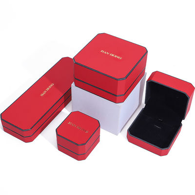 Rectángulo de material de terciopelo rojo caja de joyas para lujo pulseras pendientes collar anillo