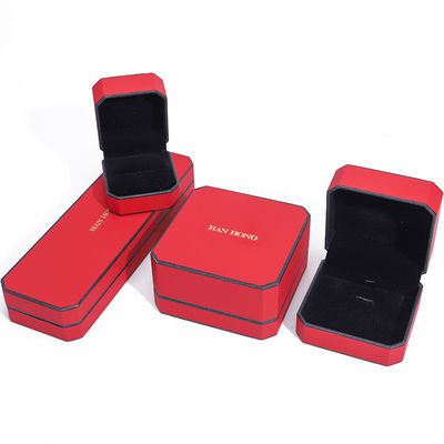Rectángulo de material de terciopelo rojo caja de joyas para lujo pulseras pendientes collar anillo