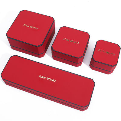 Rectángulo de material de terciopelo rojo caja de joyas para lujo pulseras pendientes collar anillo