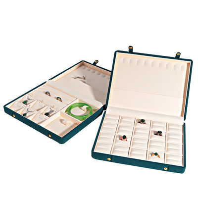 Caja de joyería de cuero de microfibra de color café para collar Brazalet Stud Set y anillo