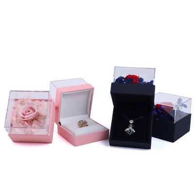Caja de embalaje de joyas de flores de rosa cuadrada Caja de anillo floral para regalo Diseño personalizado