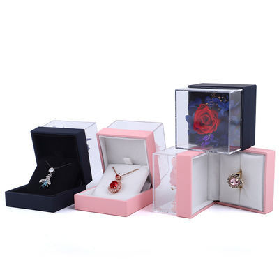 Caja de embalaje de joyas de flores de rosa cuadrada Caja de anillo floral para regalo Diseño personalizado