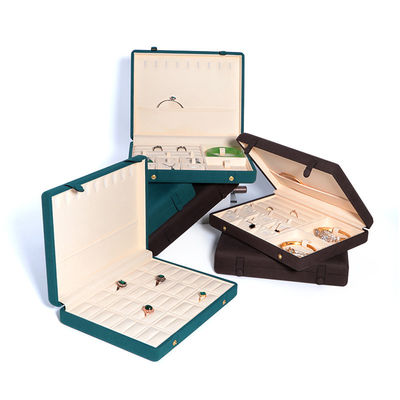 Caja de joyas de cuero para el almacenamiento elegante y seguro de los aretes de la pulsera del collar