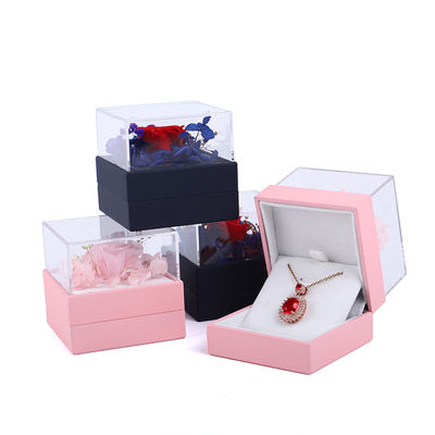 Caja de embalaje de joyas de flores de rosa cuadrada Caja de anillo floral para regalo Diseño personalizado