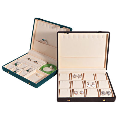 Caja de joyas de cuero para el almacenamiento elegante y seguro de los aretes de la pulsera del collar