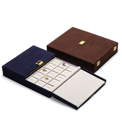 Embalaje de lujo Caja de joyería de microfibra para anillos Orecillos de rodillo Brazalete y collar
