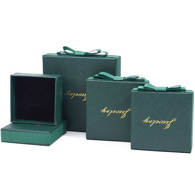 Collar Verde Anillos Papel Joyería Caja de Regalos Tamaño Personalizado Forma Rectangular