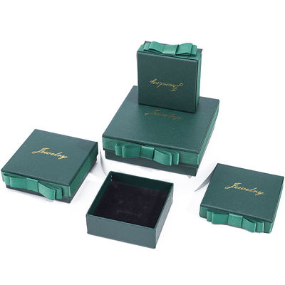 Collar Verde Anillos Papel Joyería Caja de Regalos Tamaño Personalizado Forma Rectangular