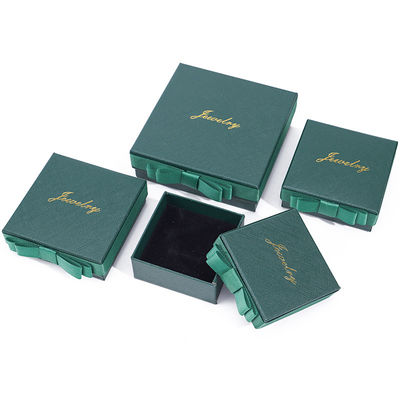 Collar Verde Anillos Papel Joyería Caja de Regalos Tamaño Personalizado Forma Rectangular