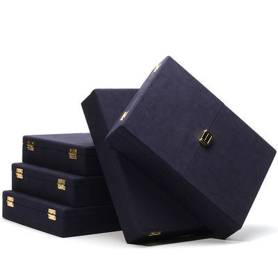 Cajas de regalo de joyería de cuero de microfibra azul Envasado de joyería a medida 29x23x5cm