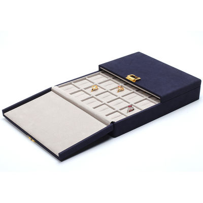 Cajas de regalo de joyería de cuero de microfibra azul Envasado de joyería a medida 29x23x5cm