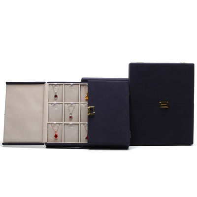 Cajas de regalo de joyería de cuero de microfibra azul Envasado de joyería a medida 29x23x5cm