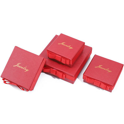 Caja de joyería con tapa y base personalizable, ecológica, de papel, roja