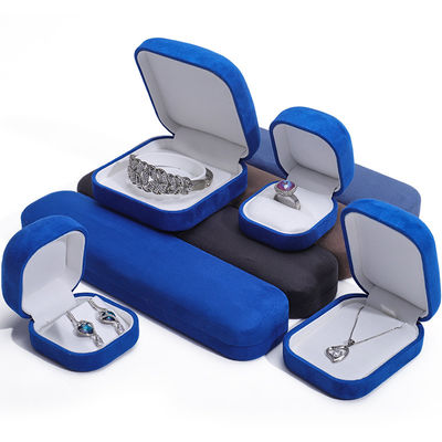Caja de joyas de material de terciopelo para collar de lujo personalizado con anillos de orejas Caja de almacenamiento