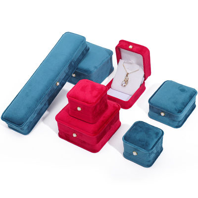 Caja de anillos de terciopelo de esquina redonda de joyería de lujo Envasado de caja para pendientes de orejas
